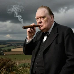 Winston Churchill smoking a huge cigar