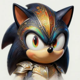anthropomorphic knight head in rainbow darkyiron sonic the hedgehog giant pupils, intricate, elegant, highly detailed face, wide angle, digital painting, artstation, concept art, sharp focus, illustration, art by artgerm, bob eggleton, stephen hickman, richard corben, wayne barlowe, greg rutkowski, alphonse mucha, 8 k