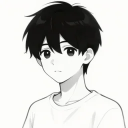 black and white anime boy