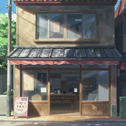 screenshot from the anime by Makoto Shinkai of a japanese storefront