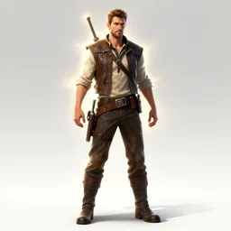 short hair stubble male gunslinger shooter, dndbeyond, bright, realistic, dnd character portrait, full body, art by ralph horsley, dnd, rpg, lotr game design fanart by concept art, behance hd, artstation, deviantart, global illumination radiating a glowing aura global illumination ray tracing hdr render in unreal engine 5