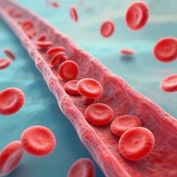 3D render of red blood cells in a blood vessel, octane, 4k