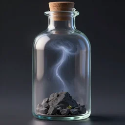 tiny storm inside a glass bottle fantasy illustration, sharp focus, smooth, crisp, detailed, hd, trending on artstation