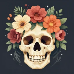 An illustration of a skull with flowers inside it, lush, rich, digital art, illustrated by Dan Mumford