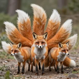 nine - tailed fox, wide angle