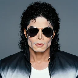 full body figure portrait of michael jackson this is it tour 2 0 0 9. wearing aviator shades. realistic face, uhd, detailed, hair curls nikon d 8 5 0. sigma 8 5 mm f 1. 4 dg hsm a. aperture f / 3. 5. shutter speed 1 / 6 0. iso 1 6 0 0