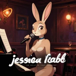 “ jessica rabbit singing at a piano bar, highly detailed ”