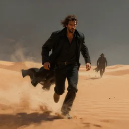 the man in black fled across the desert, and the gunslinger followed, digital painting, dark tower illustration, by greg rutkowski