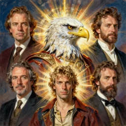 noble hero portrait with an eagles head in rogue attire, by jack kirby italo calvino and ivan aivazovsky,