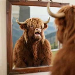Podhale highlander laughing maniacally at the sight of a mirror