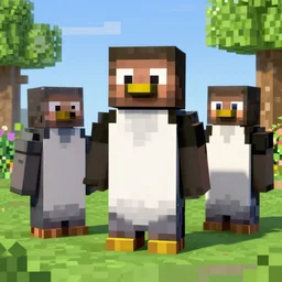 Penguins in the style of Minecraft, Surrealism, HD artwork, Wikimedia, google arts and cultures,