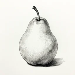 black ink liner pen sketch of a beautiful pear, realistic style by gnomon and marvel, gnomon, boris vallejo, gnomon, high quality paper, gnomon