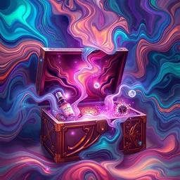 herr gringleflapper's secret stash box, digital art, psyche, time fluid, solid, flare, vibrant, excitement, extreme, hypnose effect