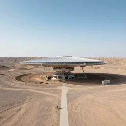 a huge ground space station sits on the ancient silk road