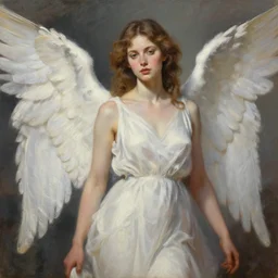 hyperrealism oil painting, fashion model portrait, holy angel