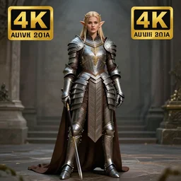 full length photo of a very beautiful!! elf warrior queen with ornate armour, highly detailed, 4 k, hdr, smooth, sharp focus, high resolution, award - winning photo