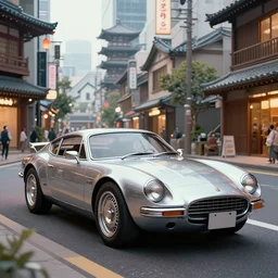 retro car in a japanese city, 4 k, greg rutkowski, highly detailed, retrofuturistic, artstation