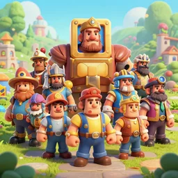 🏞🏤, clash royal style characters, unreal engine 5, octane render, detailed, cinematografic, cinema 4 d