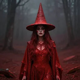 by francis bacon, beksinski, mystical redscale photography evocative. devotion to the scarlet woman, priestess in a conical hat, vision quest, insight
