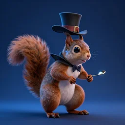 squirrel magician, arcainist, by justin gerard and greg rutkowski, dnd, character design, blue lights, unreal engine, photorealistic, 4 k