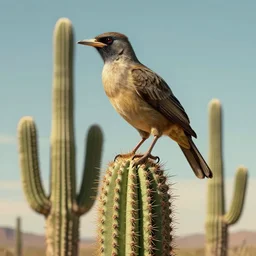 A Dodo bird perched atop a Saguaro cactus in the desert, digital art, trending on Artstation, high detail, sharp focus, illustration, art by artgerm and greg rutkowski and alphonse mucha.