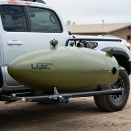 photo of a UB-32 rocket pod on a Toyota Tacoma, highly detailed, 4k photo, shot with sony alpha