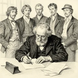 drawing old man writing, by derer, by mark mazzoni, by todd schorr, by mark ryden, by john tenniel