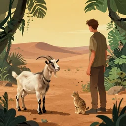 a goat is the first man on mars. and discovers a cat jungle.
