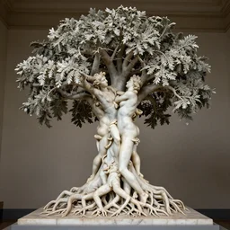 a stunning hyperdetailed tree made of beautiful human bodies with intricate roots in marble sculpted by canova