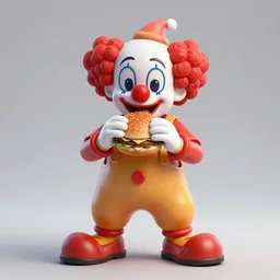 eccentric clown eating hamburger, extremely detailed, sharp focus, wide view, full body shot, smooth, digital illustration, by james jean, by rossdraws, frank franzzeta, mcbess, sakimichan, brosmind, steve simpson