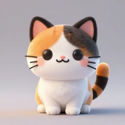 a cute kawaii calico cat orange white and black plushie, 3 d render, octane, weta, ilm