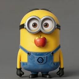 Minion with apple in face by René Magritte