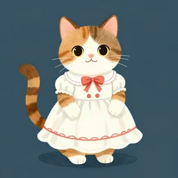 a calico cat wearing a cute dress, illustration by henriette ronner - knip and louis wain