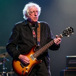 bernie sanders as the frontman of an 8 0 s metal band, playing electric guitar
