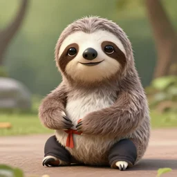 a cute sloth is a taichi master