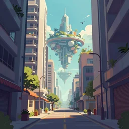 a beautiful and immaculate futuristic island city. brutalist architecture. view from an alleyway. vector rendering. outrun style. leading lines. vanishing point. trending on artstation. by chris moore. beeple colors.