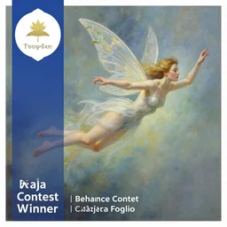 a painting of a fairy flying through the air, concept art by Kaja Foglio, behance contest winner, vanitas, official art, poster art, concept art