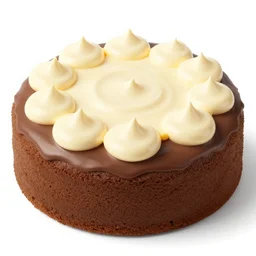 chocolate cake with egg, cheese, and mayonnaise toppings