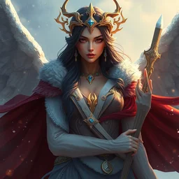 goddess of the winter solstice, highly detailed, digital painting, artstation, concept art, smooth, sharp focus, elegant, illustration, unreal engine 5, 8 k, art by artgerm and greg rutkowski and edgar maxence