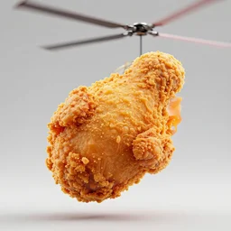 a giant fried chicken falling from a helicopter, hyper detailed, 8k resolution