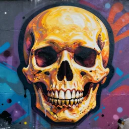 graffiti skull, 8k, vivid colors, highly detailed,  artstation