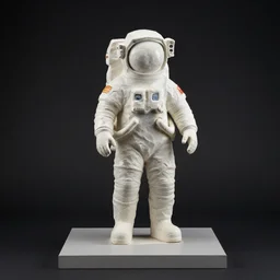studio photography, a surreal contemporary ceramic sculpture of an astronaut on a plinth, by victo ngai, by hikari shimoda, by tracie grimwood, plain black background