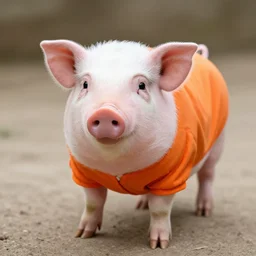 cute mini pig using orange inmate clothes