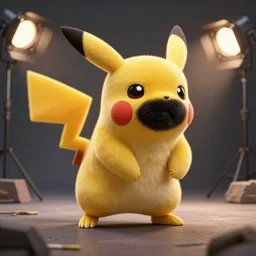a pikachu that looks like a pug, unreal 5, hyperrealistic, realistic, photorealistic, dynamic lighting, highly detailed, cinematic landscape, studio landscape, studio lighting