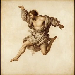 clother man jumping by Leonardo da Vinci