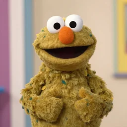 Elyse Willems as a muppet from sesame street