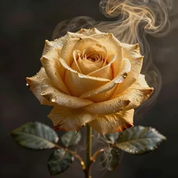 beautiful rose made of golden smoke