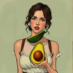 emma watson wearing a avocado, funny vintage comic by greg rutkowski