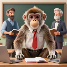 colobus monkey dressed like school teacher by greg rutkowski and thomas kinkade, trending on artstation, 3 d render octane