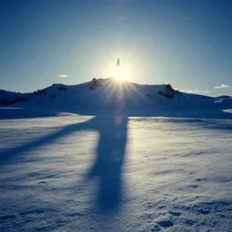 the first snow on a young earth, majestic landscape, long shadows, glowing fractal silhouette, still frame from the voyage of time movie by terrence malick with cinematogrophy of christopher doyle with art direction of giger, arri alexa, ultra wide anamorphic lens flares, 8 k